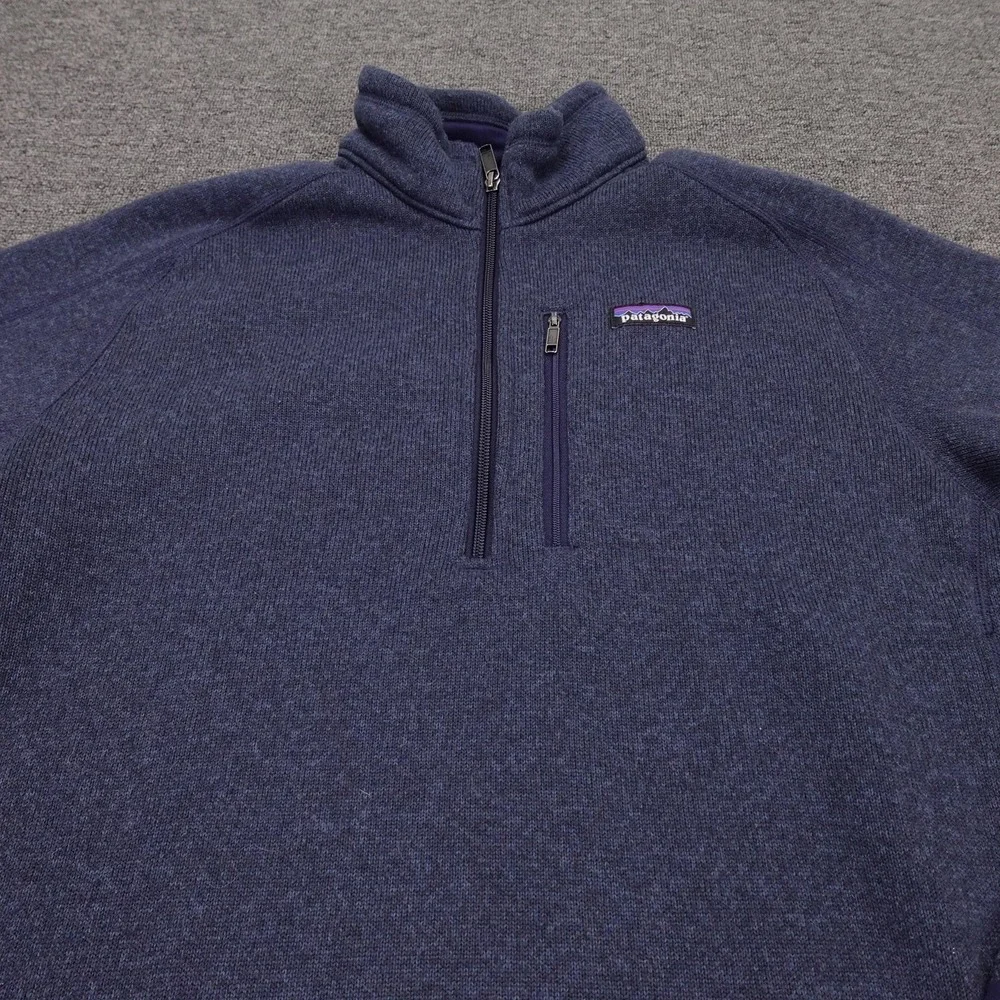 Patagonia Better Sweater Mens Large Blue Fleece 1/4 Zip Pullover Quizlet Logo